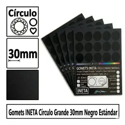 Gomets Ineta Círculo Grande Negro Rollo 1680 Uds