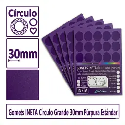 Gomets Ineta Círculo Grande Purpura Rollo 1680 Uds
