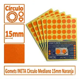 Gomets Ineta Círculo Mediano Naranja Rollo 2688 Uds
