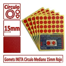 Gomets Ineta Círculo Mediano Rojo Rollo 2688 Uds
