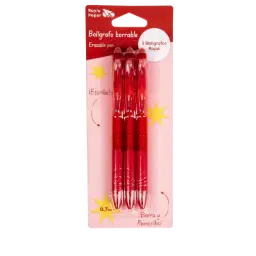 Bolígrafo Raylu Ignite Borrable Rojo Blíster 3 Rojos