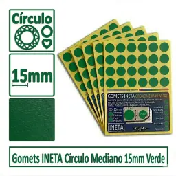 Gomets Ineta Círculo Mediano Verde Rollo 2688 Uds