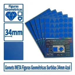Gomets Ineta Figuras Geometricas Azul Rollo 1357 Uds