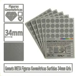 Gomets Ineta Figuras Geometricas Gris Rollo 1357 Uds