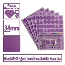Gomets Ineta Figuras Geometricas Lila Rollo 1357 Uds