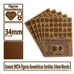 Gomets Ineta Figuras Geometricas Marron Rollo 1357 Uds
