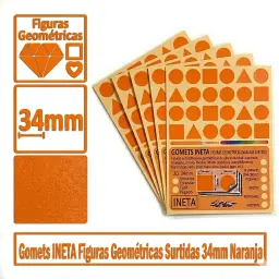 Gomets Ineta Figuras Geometricas Naranja Rollo 1357 Uds