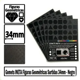 Gomets Ineta Figuras Geometricas Negro Rollo 1357 Uds
