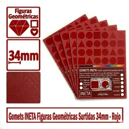 Gomets Ineta Figuras Geometricas Rojo Rollo 1357 Uds