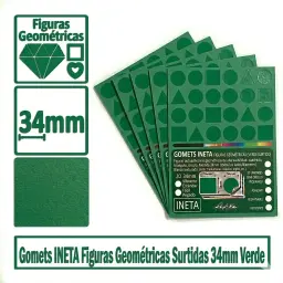 Gomets Ineta Figuras Geometricas Verde Rollo 1357 Uds