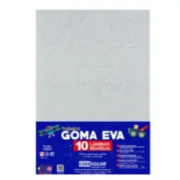 HOJAS DE GOMA EVA CON PURPURINA UNICOLOR BLANCO 40x60CM