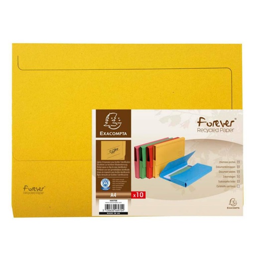 [180817] SUBCARPETAS A4 CON BOLSA RECICLADA 290G AMARILLO 10 UDS