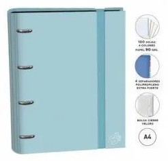 [825379] CARPEBLOCK 4 ANILLAS SENFORT A4  AZUL ANILLAS Ø30 MM 