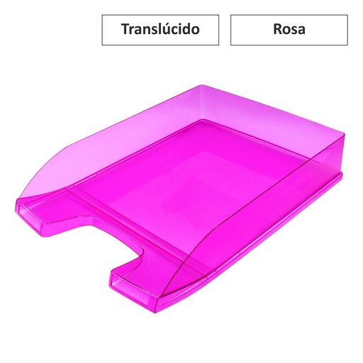 [180423] BANDEJA SOBREMESA A4 PLASTICO TRASLUCIDO ROSA