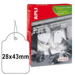 Apli Etiquetas Colgantes Blancas Con Hilo 28x43mm