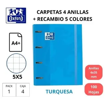 [650041] CARPEBLOCK OXFORD A4 CARTÓN FORRADO 40MM CON RECAMBIO TURQUESA
