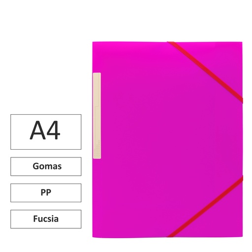 [825418] CARPETA A4 GOMAS SOLAPAS PP FUCSIA
