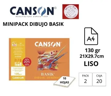 [600075] MINI PACK PAPEL LISO DIBUJO BASIK 130g DIN A4 10 HOJAS