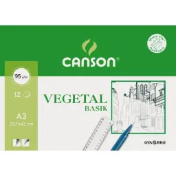 MINI PACK PAPEL VEGETAL GUARRO DIN A3 90g 12 HOJAS
