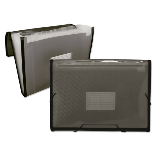 [180704] CARPETA TRASLUCIDA FUELLE 13 COMPARTIMENTOS HUMO (A4)