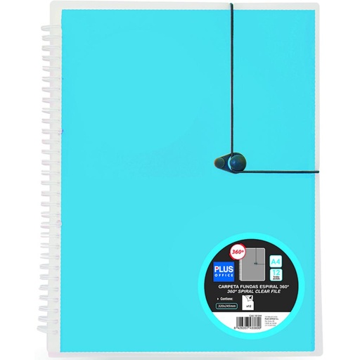 [181044] CARPETA CON GOMAS Y ANILLAS 12 FUNDAS AZUL CLARO