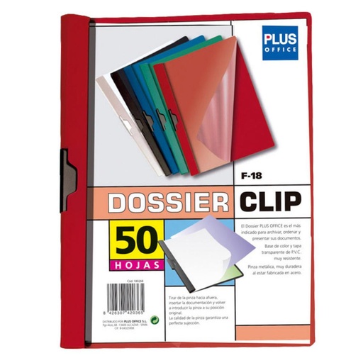 [180268] DOSSIER PP CON CLIP LATERAL ROJO A4
