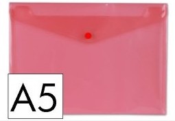 [180468] SOBRE PORTADOCUMENTOS POLIPROPILENO CON BROCHE A5 ROJO 