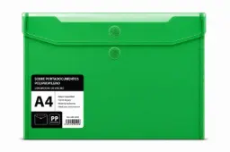Sobre Portadocumentos Polipropileno Con Velcro A4 Verde