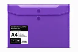 Sobre Portadocumentos Polipropileno Con Velcro A4 Violeta