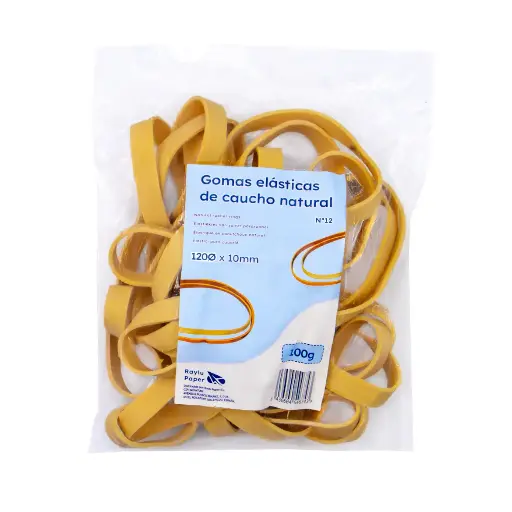 [040604] BANDAS ELASTICAS CAUCHO RAYLU Nº12 120X10MM BOLSA 100 GRAMOS